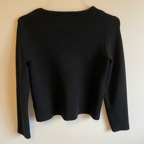Tahari Women’s Zip-Up Crew Neck Sweater Black Size Small - Picture 2 of 5